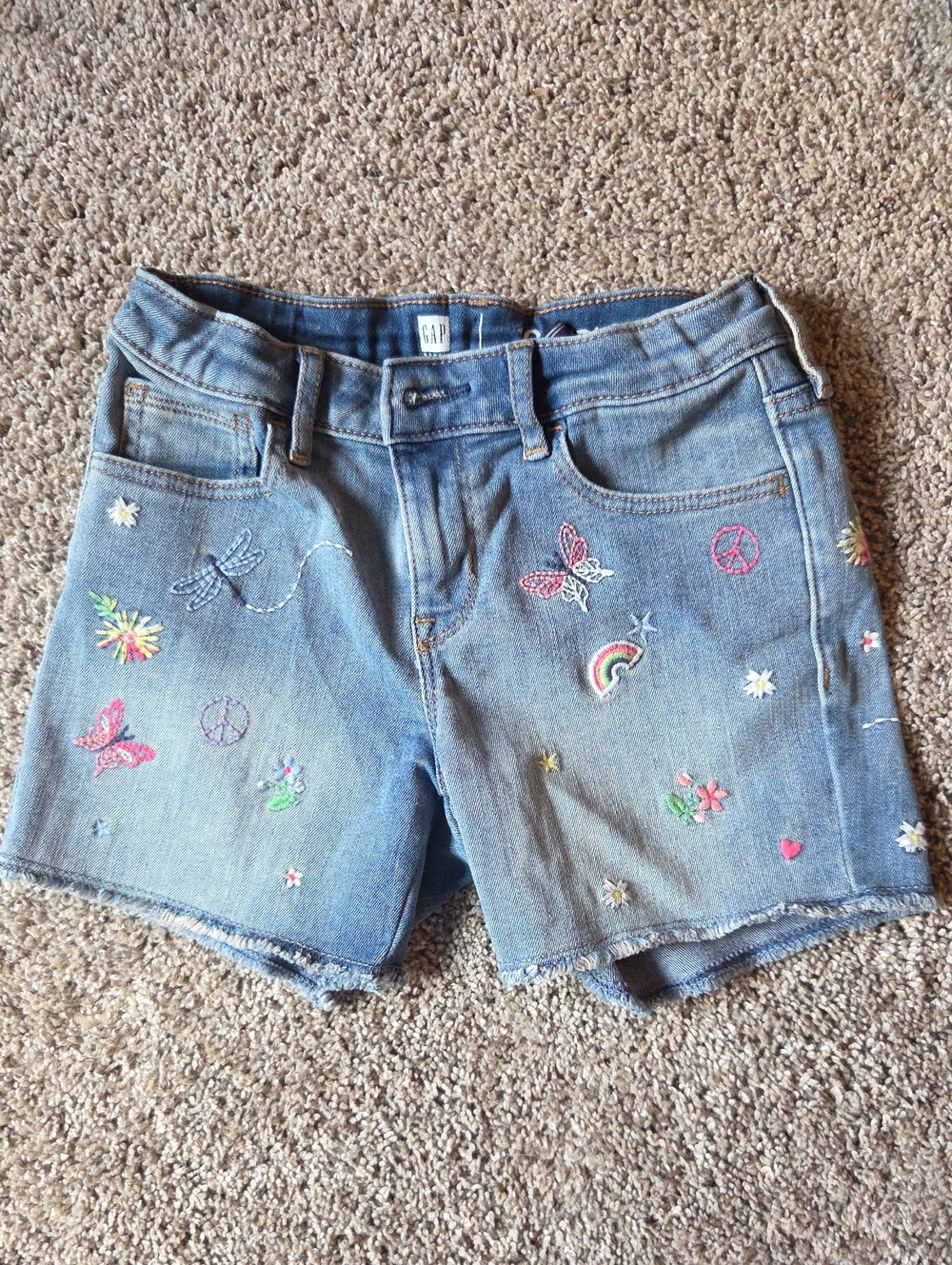 GAP Light Blue Denim Shorts with Colorful Embroidery